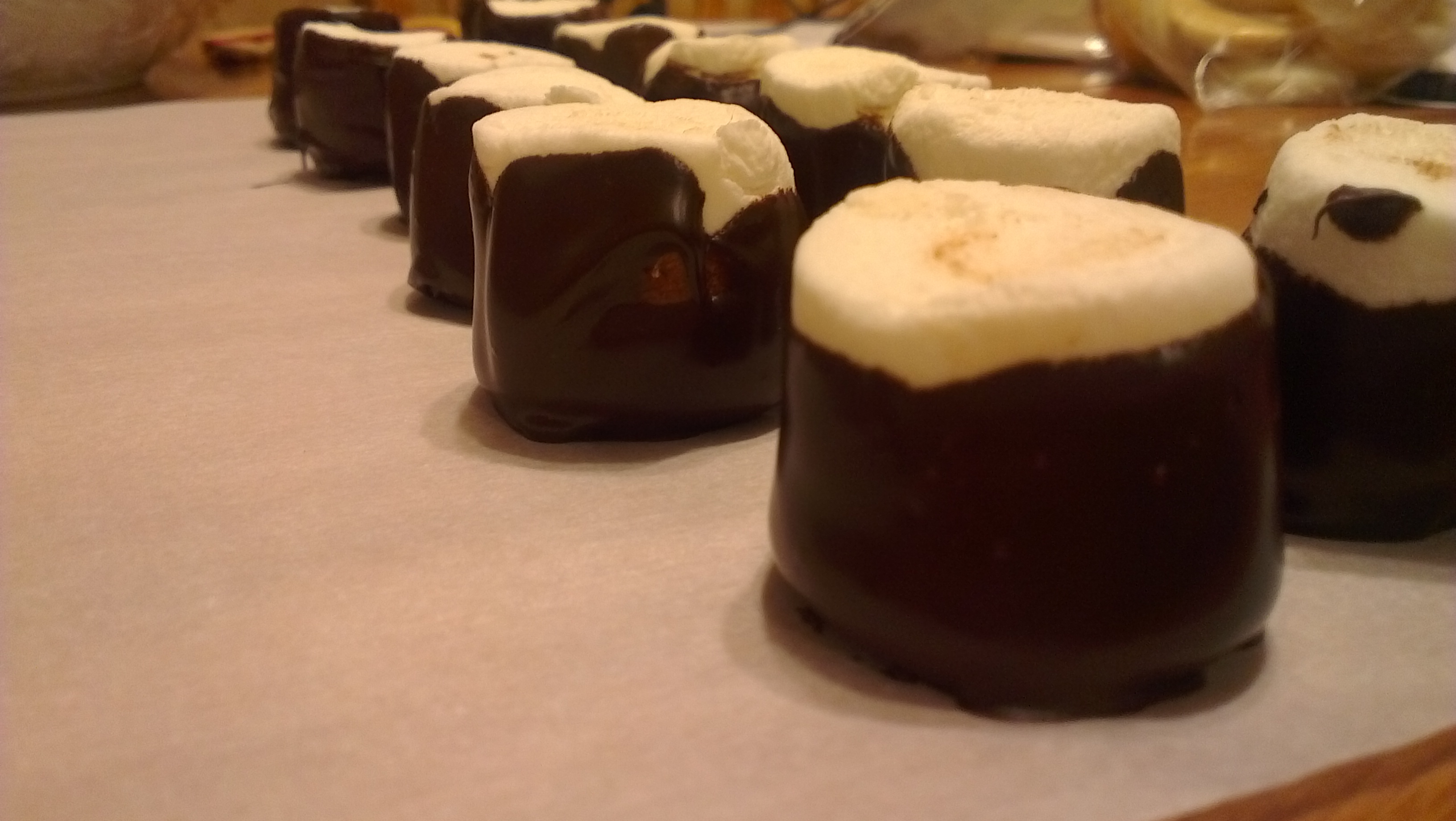 Chocolate covered marshmallows