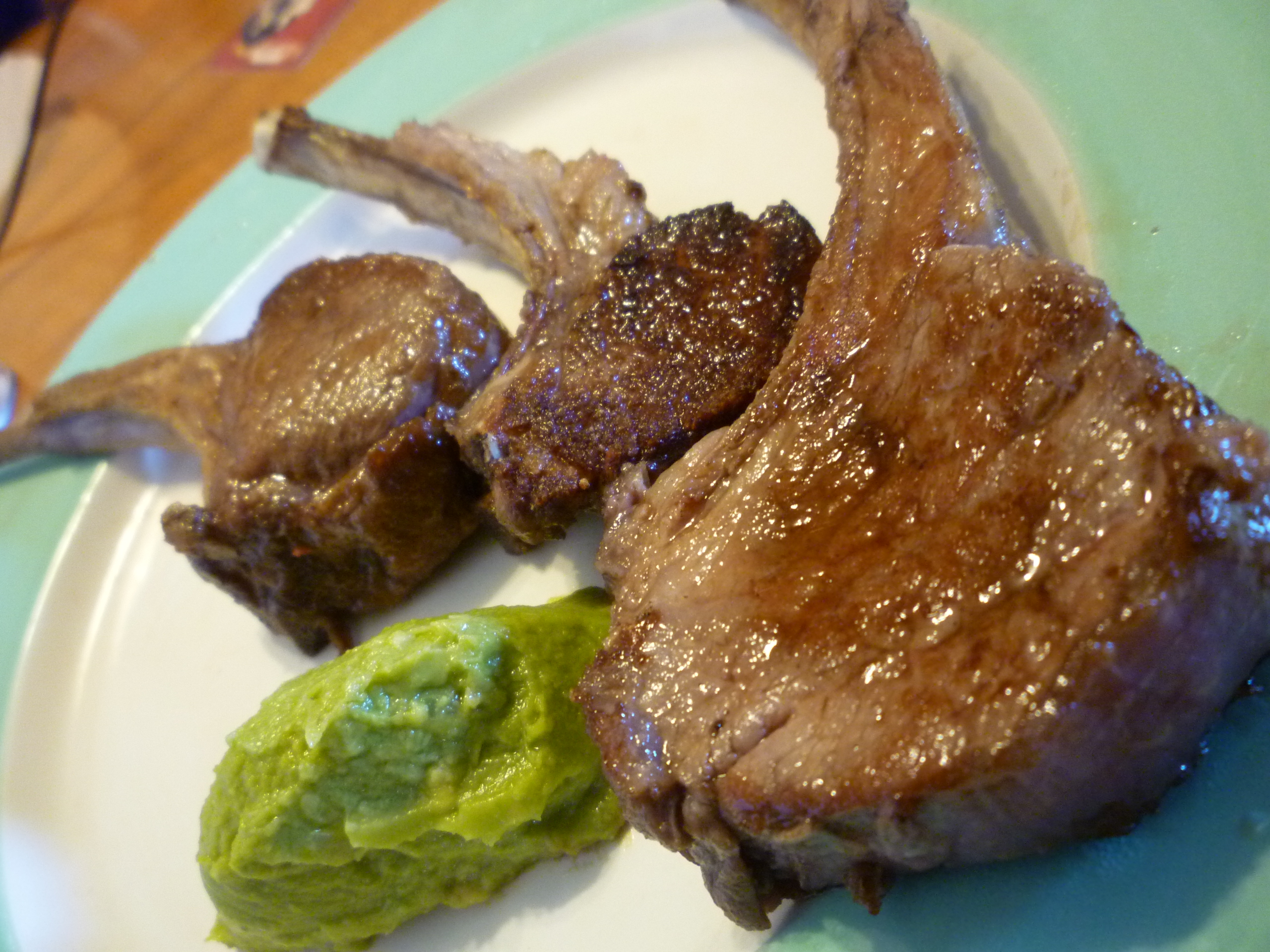 Rack of lamb with avocado purée