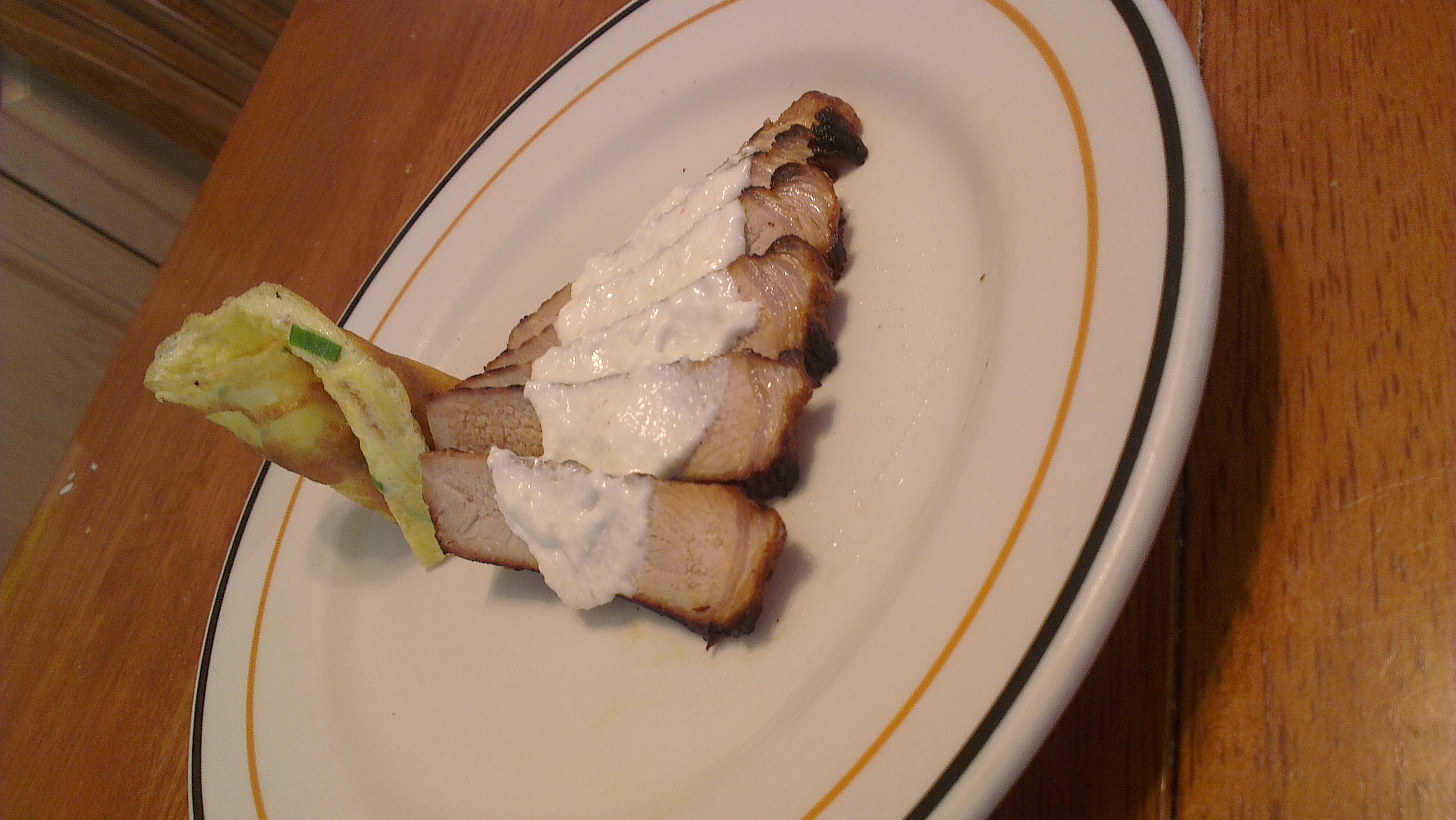 Pork fan with scallion pinwheel