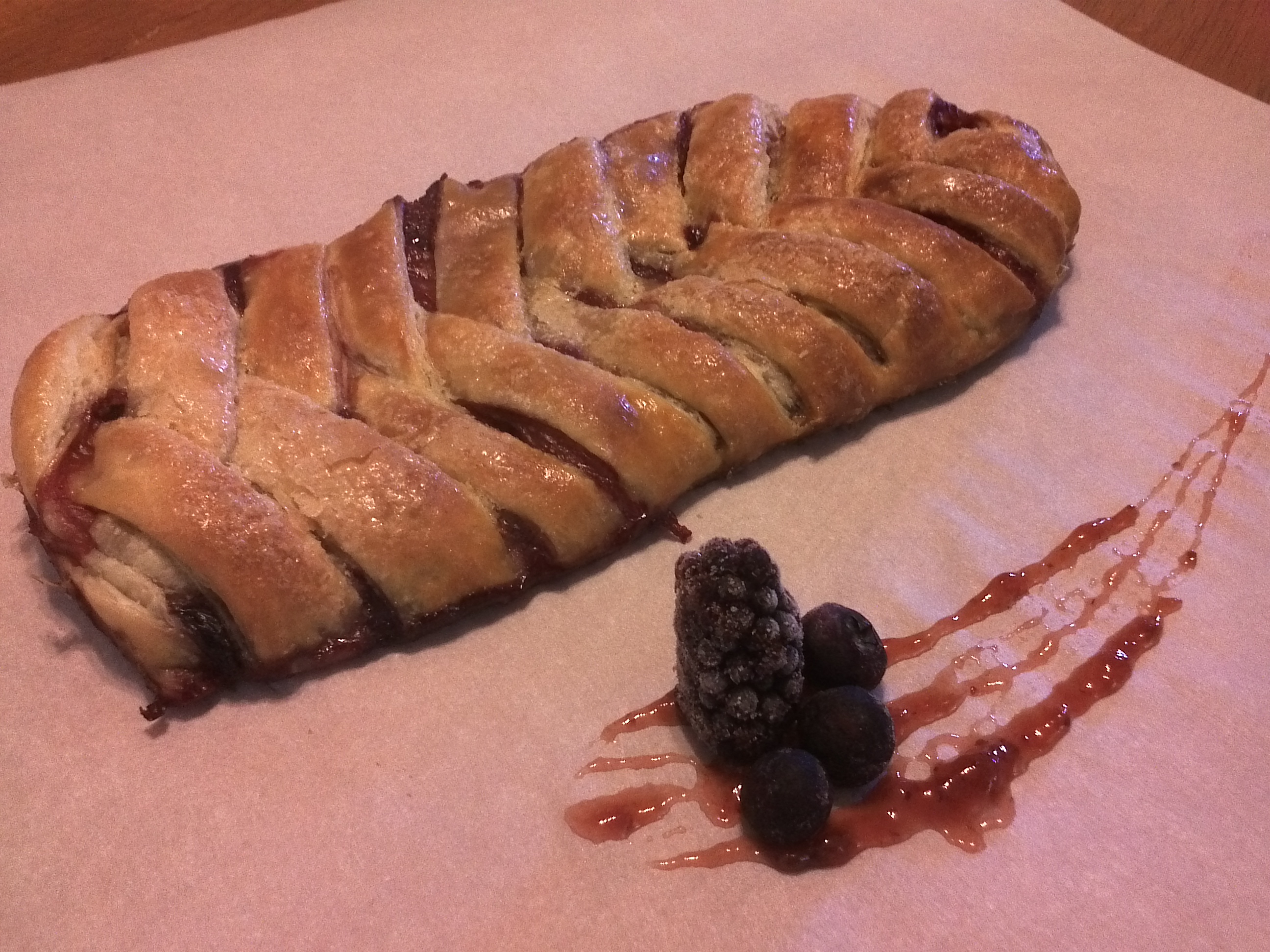 Strawberry, raspberry, blackberry strudel