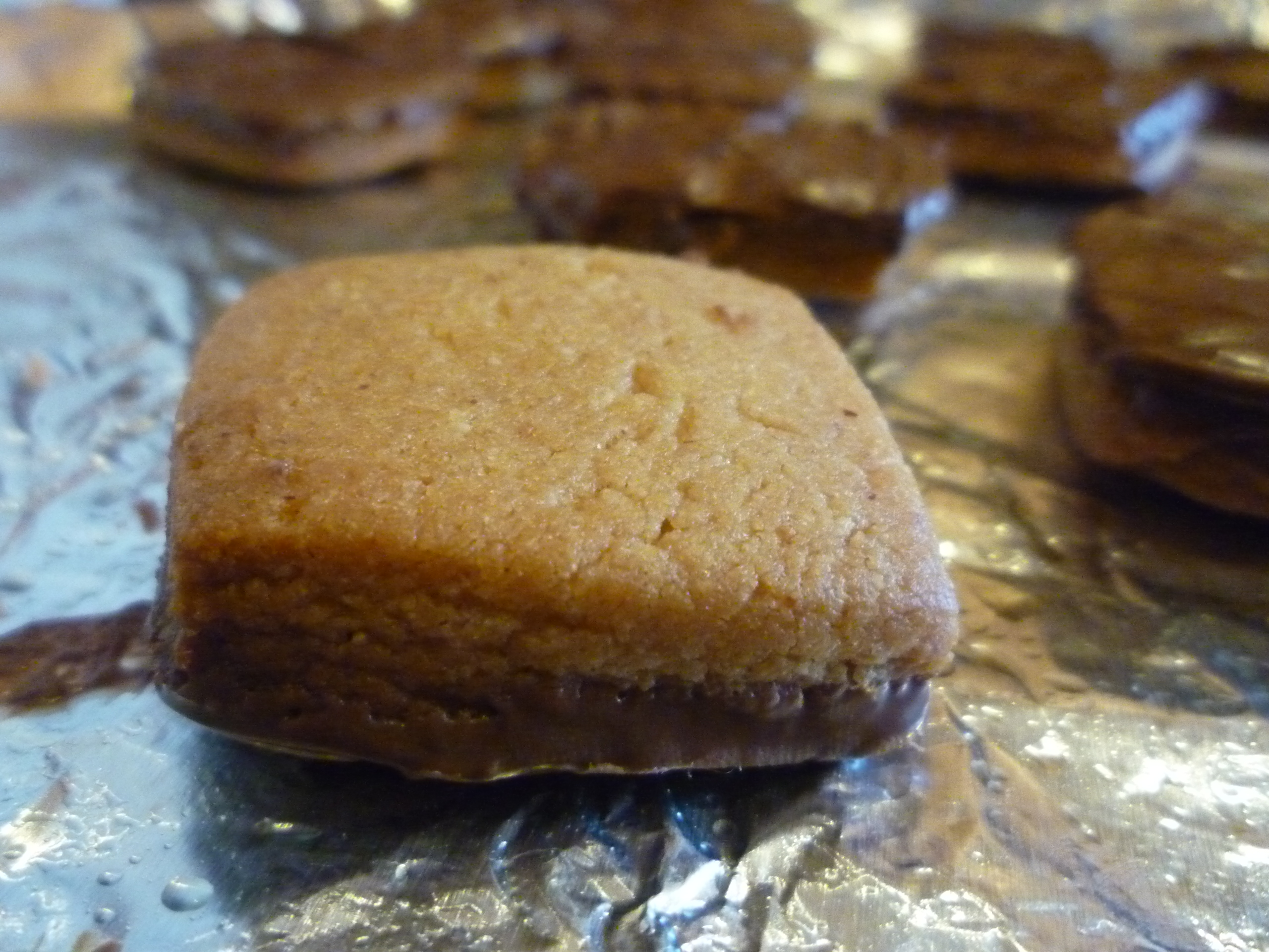 Chocolate dipped peanut cookies