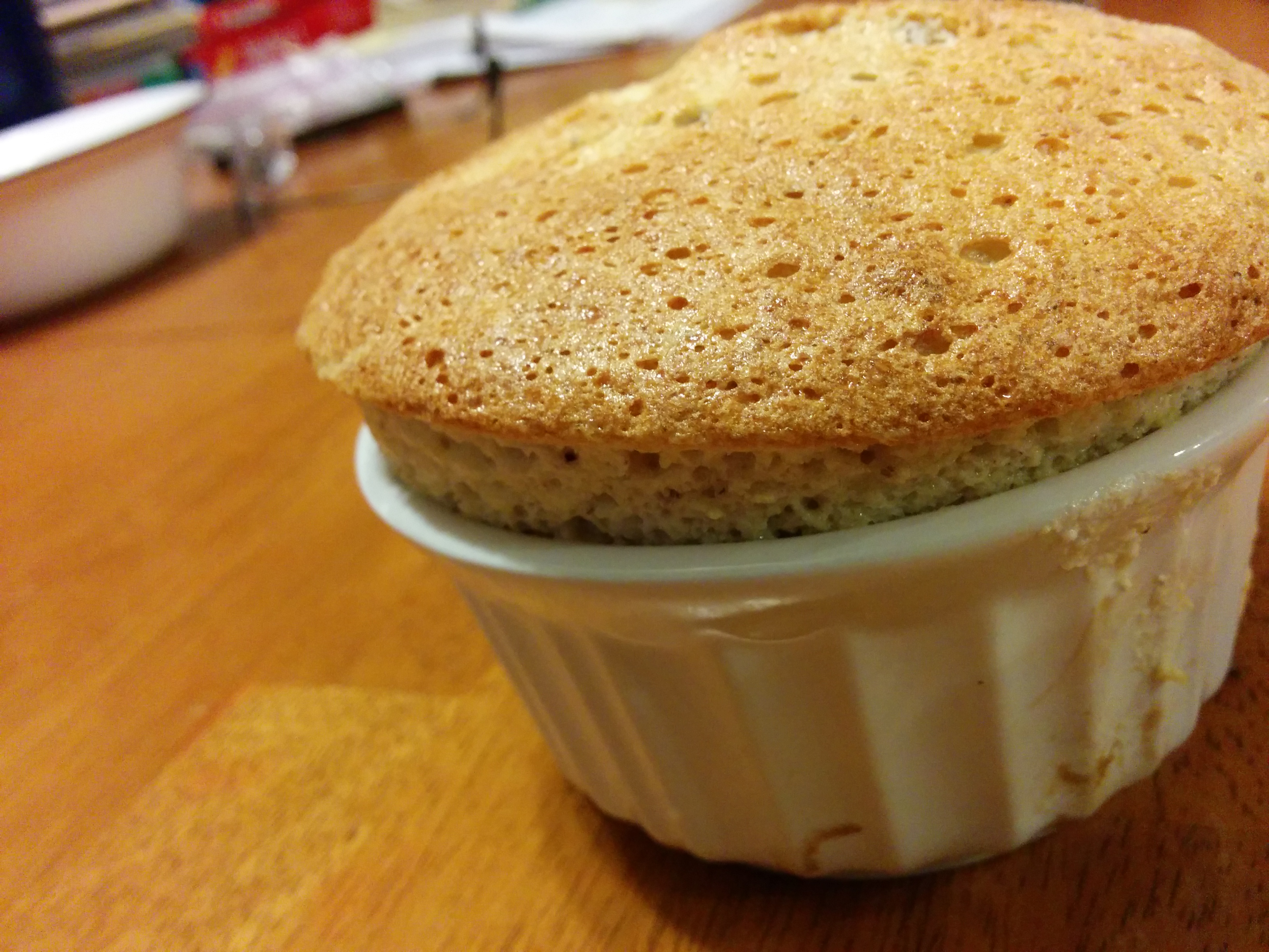 Hazelnut white chocolate souffle