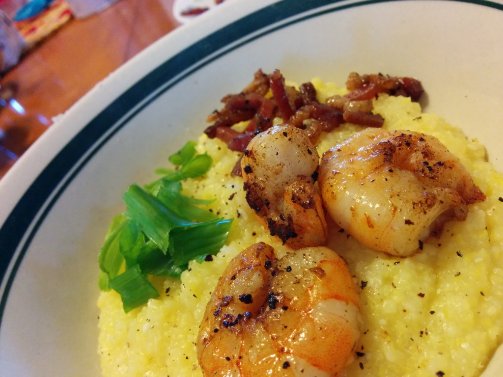 shrimp and grits scallions bacon southern trio